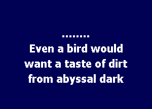 Even a bird would

want a taste of dirt
from abyssal dark