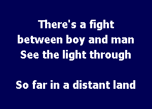 There's a fight
between boy and man
See the light through

So far in a distant land