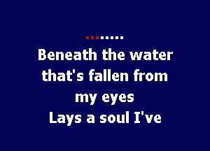 Beneath the water

that's fallen from
my eyes
Lays a soul I've