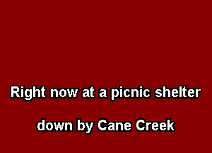 Right now at a picnic shelter

down by Cane Creek