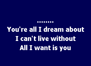 You're all I dream about

I can't live without
All I want is you