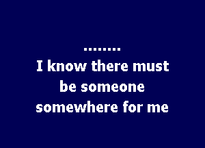 I know there must

be someone
somewhere for me
