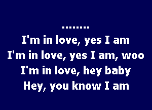 I'm in love, yes I am

I'm in love, yes I am, woo
I'm in love, hey baby
Hey, you know I am