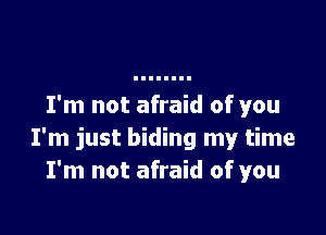 I'm not afraid of you

I'm just biding my time
I'm not afraid of you