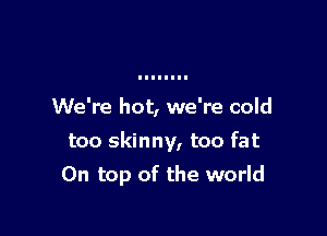 We're hot, we're cold

too skinny, too fat

On top of the world