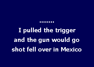 I pulled the trigger

and the gun would go

shot fell over in Mexico
