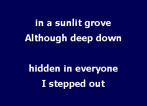 in a sunlit grove
Although deep down

hidden in everyone

I stepped out