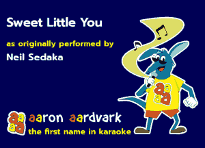 Sweet Little You

as originally performed by
Neil Sedako

g the first name in karaoke