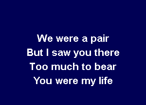 We were a pair

But I saw you there
Too much to bear
You were my life
