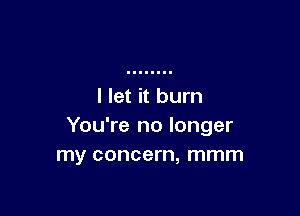 I let it burn

You're no longer
my concern, mmm