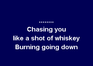 Chasing you

like a shot of whiskey
Burning going down