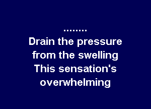Drain the pressure

from the swelling
This sensation's
overwhelming