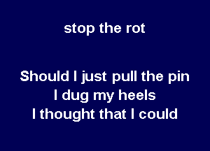 stop the rot

Should I just pull the pin
I dug my heels
I thought that I could