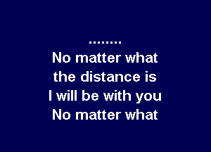 No matter what

the distance is
I will be with you
No matter what