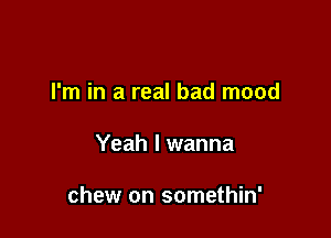 I'm in a real bad mood

Yeah I wanna

chew on somethin'