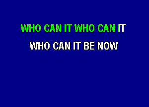 WHO CAN IT WHO CAN IT
WHO CAN IT BE NOW