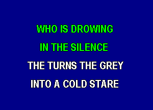 WHO IS DROWING
IN THE SILENCE

THE TURNS THE GREY
INTO A COLD STARE
