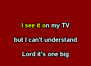 I see it on my TV

but I can't understand

Lord it's one big