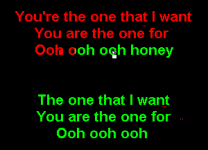 You're the one that I want
You are the one for
Ooh ooh ooh honey

The one that I want
You are the one for .-
Ooh ooh ooh