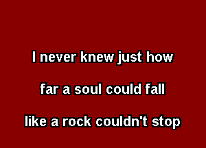 I never knew just how

far a soul could fall

like a rock couldn't stop