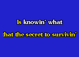 Is lmowin' what

that the secret to survivin'