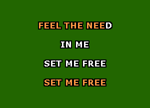 FEEL THE NEED
IN ME

SET ME FREE

SET ME FREE