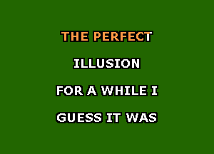 THE PERFECT
ILLUSION

FOR A WHILE I

GUESS IT WAS