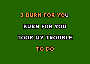 I BURN FOR YOU

BURN FOR YOU

TOOK MY TROUBLE

TO DO