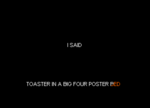 TOASTER IN A BIG FOUR POSTER BED