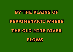 BY THE PLAINS OF

PEPPIMENARTI WHERE

THE OLD MINE RIVER

FLOWS
