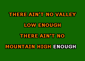 THERE AIN'T NO VALLEY
LOW ENOUGH
THERE AIN'T NO

MOUNTAIN HIGH ENOUGH