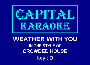 WEATHER WITH YOU

IN THE STYLE 0F
CROWDED HOUSE

keyiD