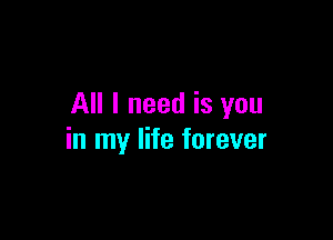 All I need is you

in my life forever