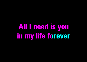 All I need is you

in my life forever