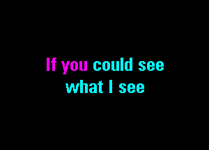 If you could see

what I see