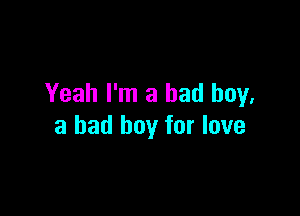 Yeah I'm a bad boy.

a bad boy for love