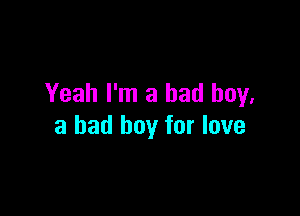 Yeah I'm a bad boy.

a bad boy for love