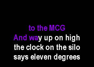 to the MCG

And way up on high
the clock on the silo
says eleven degrees