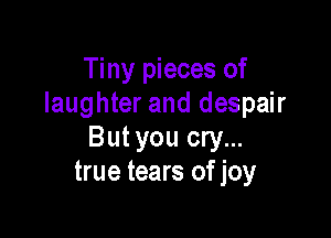 Tiny pieces of
laughter and despair

But you cry...
true tears of joy
