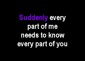 Suddenly every
part of me

needs to know
every part of you