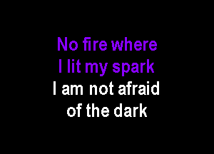 No fire where
I lit my spark

I am not afraid
of the dark