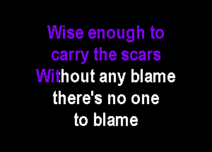 Wise enough to
carry the scars

Without any blame
there's no one
to blame