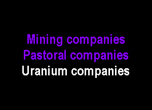 Mining companies

Pastoral companies
Uranium companies