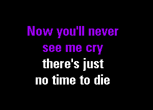 Now you'll never
see me cry

there's just
no time to die