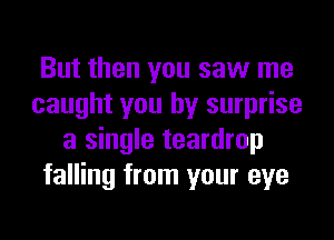 But then you saw me
caught you by surprise
a single teardrop
falling from your eye
