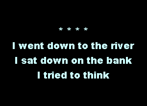 Wi k

I went down to the river

I sat down on the bank
I tried to think