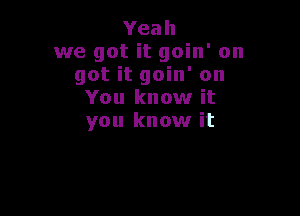 Yeah
we got it goin' on
got it goin' on
You know it

you know it