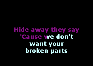 Hide away they say

'Cause we don't
want your
broken parts