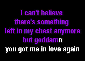 I can't believe
there's something
left in my chest anymore
but goddamn
you got me in love again