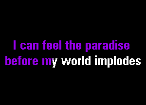 I can feel the paradise

before my world implodes